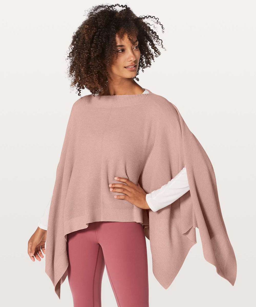 Lululemon Forward Flow Cape Womens One Size Pink Waffle Knit Asymmetrical Hem